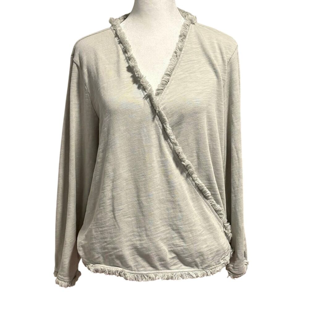 Spartina 449 Size XL Clara Convertible Cardigan Fringe Grey Gray